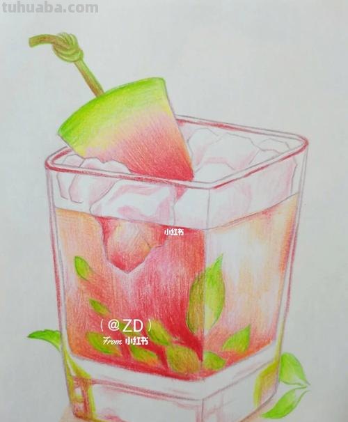 怎么用彩铅画果汁饮料 水果蔬菜彩铅画教程?