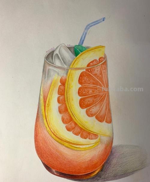 怎么用彩铅画果汁饮料 水果蔬菜彩铅画教程?