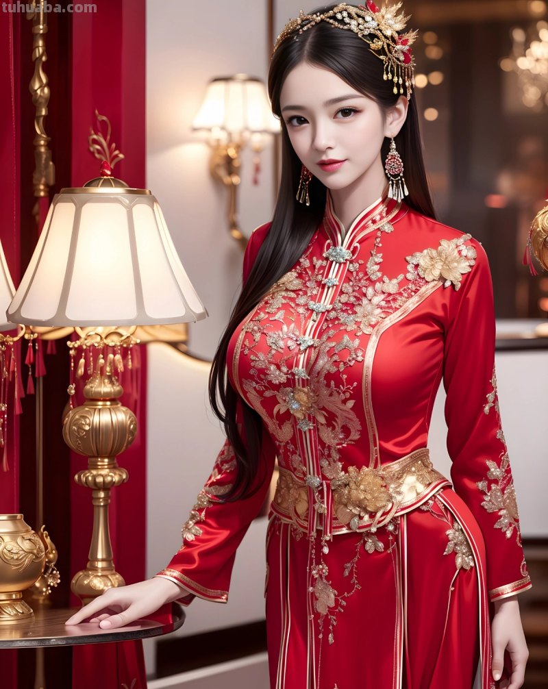 AI绘画中式婚服凤冠霞帔