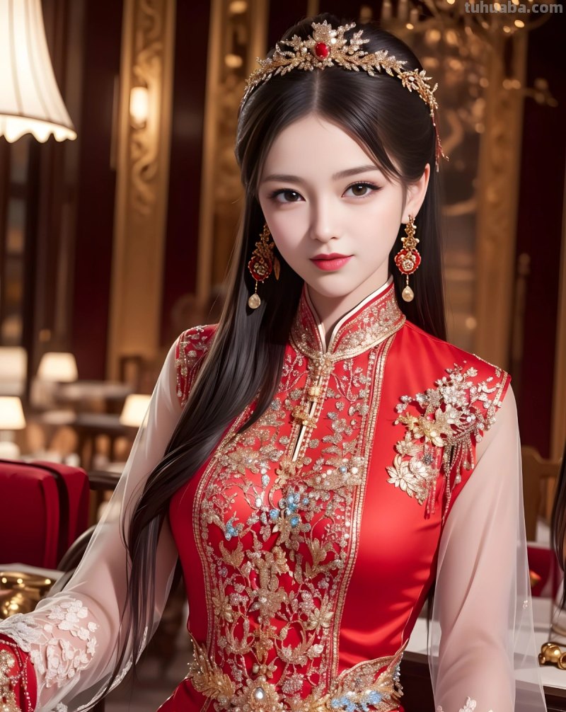 AI绘画中式婚服凤冠霞帔