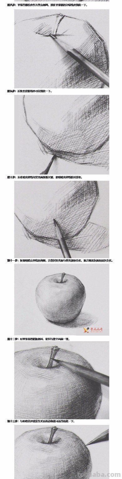 怎样画苹果素描步骤图