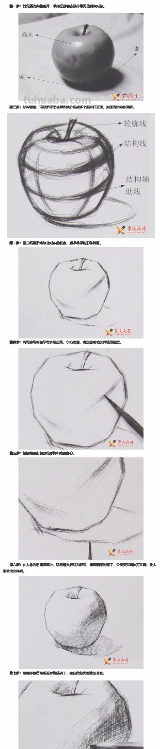 怎样画苹果素描步骤图