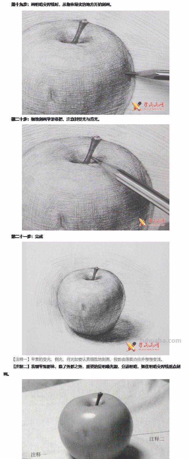 怎样画苹果素描步骤图