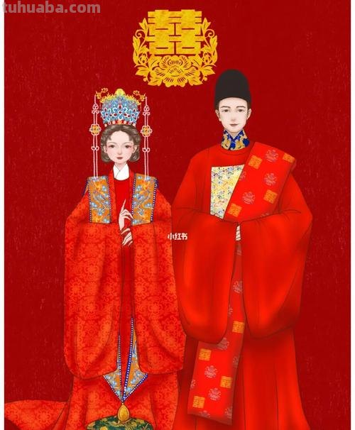 古代婚服手绘设计 古代婚服手绘设计图
