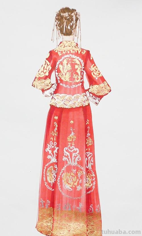 古代婚服手绘设计 古代婚服手绘设计图
