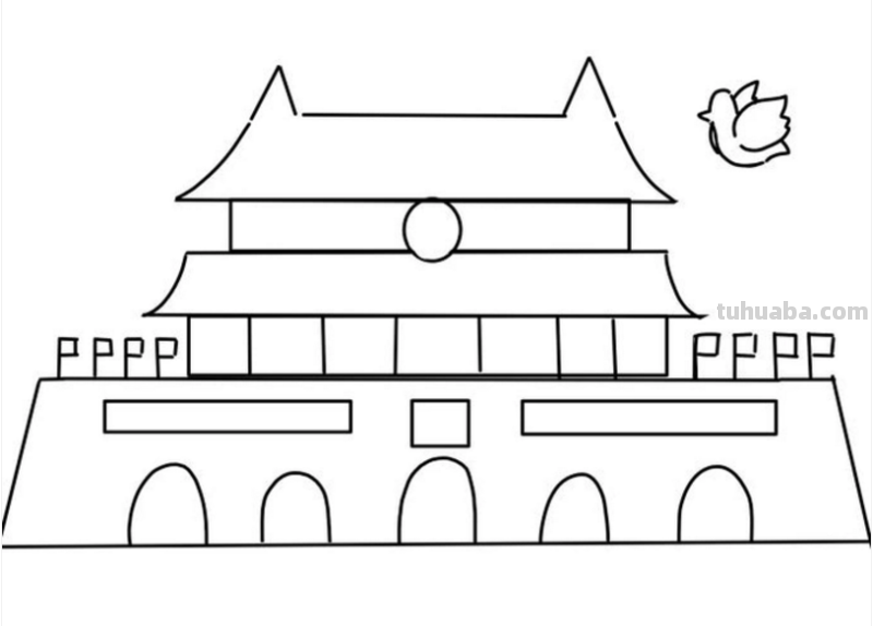 怎样画简单的天安门?