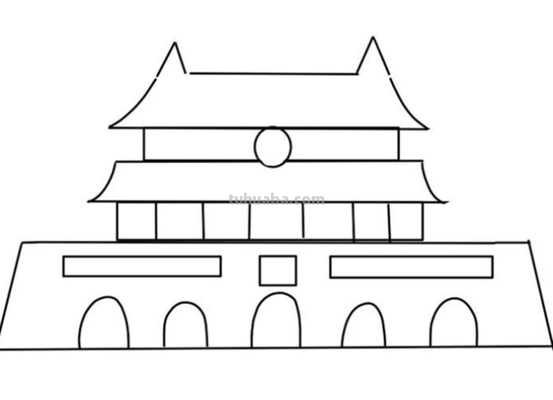 怎样画简单的天安门?