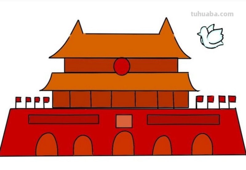 怎样画简单的天安门?