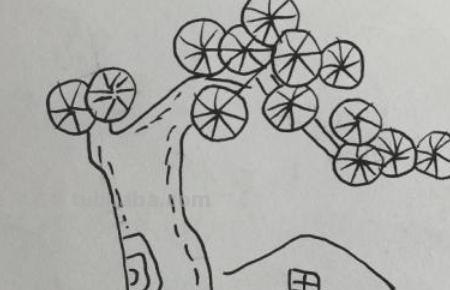 树屋怎么画简笔画图片 如何画古树和茅屋简笔画？