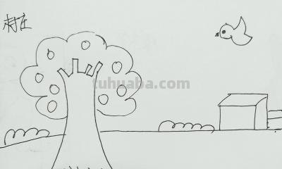树屋怎么画简笔画图片 如何画古树和茅屋简笔画？