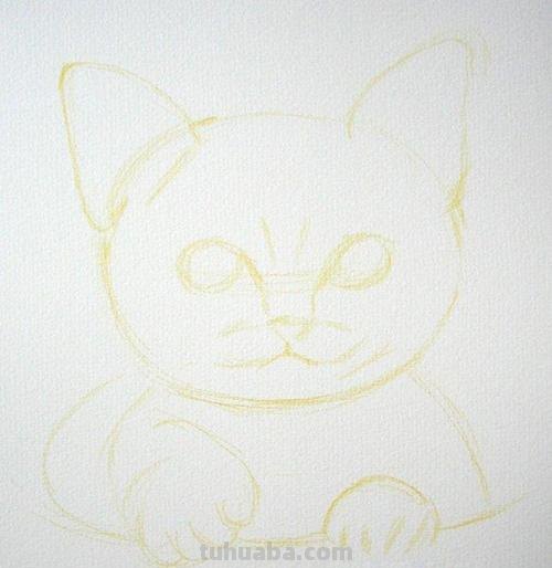 小猫背影怎么画彩铅颜色 彩色铅笔画可爱的小猫咪的教程详细步骤?