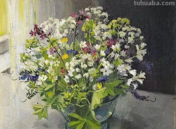 静物花卉：来自瑞典画家 Olle Hjortzberg 绘画作品