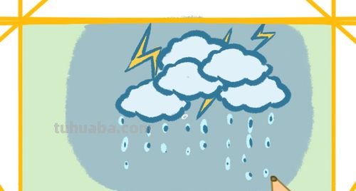 怎么画雨点手抄报 云、雨点、闪电简笔画怎么组合画？