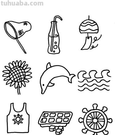 画一画夏天简笔画，绿植、海滩、水果、冷饮……快收藏起来吧~
