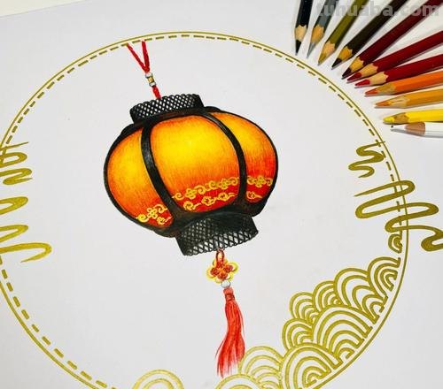 中国灯笼怎么画彩铅的 红灯笼彩铅画？
