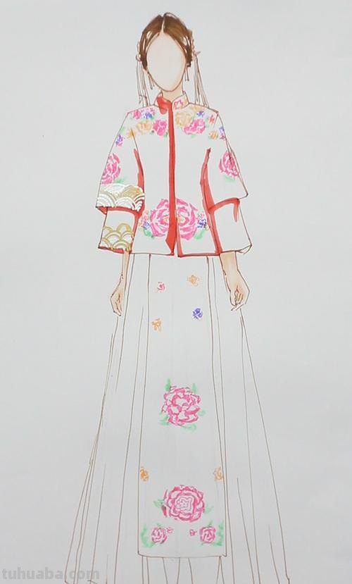 新娘装绘画教 新娘装怎么画好看