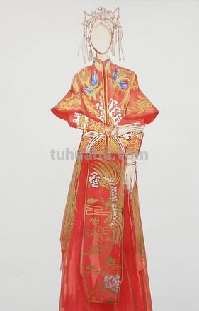 新娘装绘画教 新娘装怎么画好看