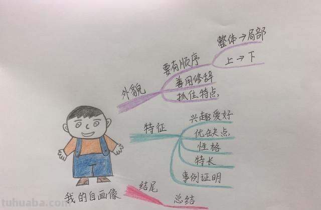 自我雕塑思维导图怎么画 六年级自画像怎样画?