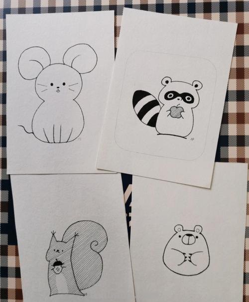 每天学一幅简笔画-非常逼真的针管笔小动物简笔画