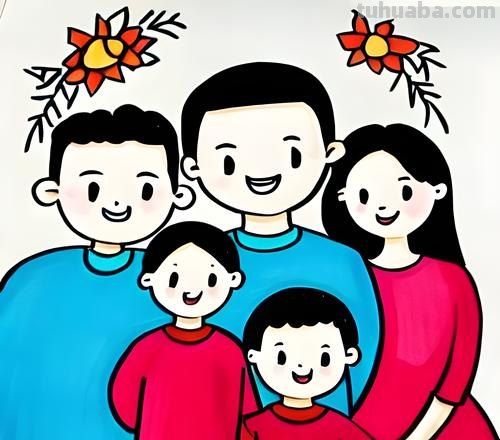 一家人的简笔画怎么画 少儿简笔画之全家福?