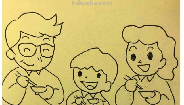 一家人的简笔画怎么画 少儿简笔画之全家福？