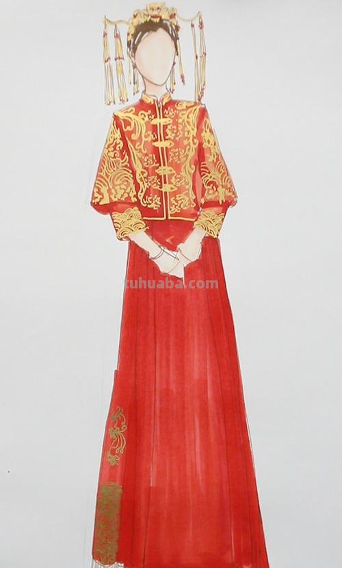 中式新娘服怎么画 中式新娘服怎么画好看