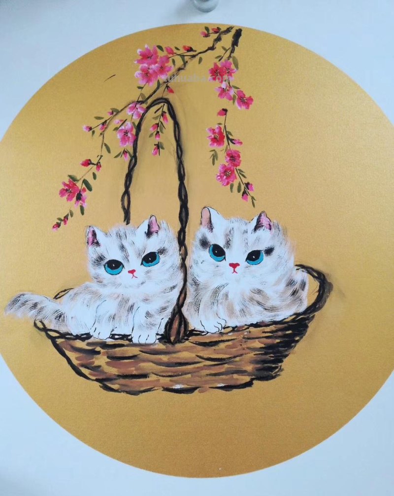 工笔猫咪，呆萌得融化你的心，毛绒绒的羽毛精致到控制不住想揉摸