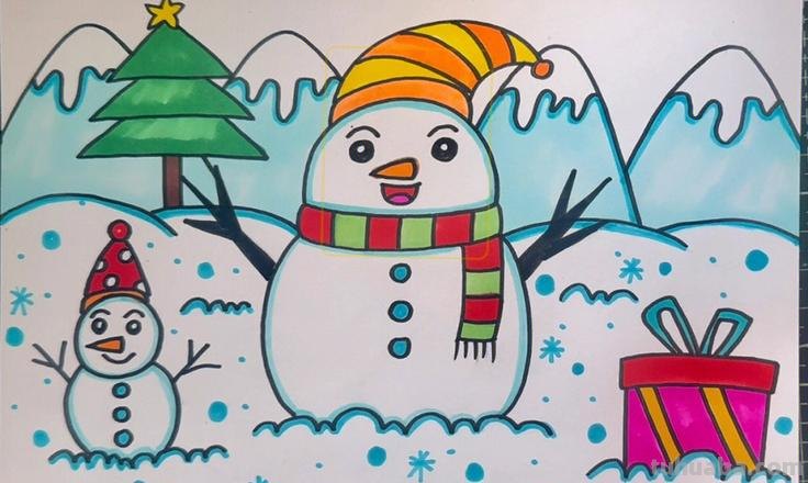 冬天下雪儿童画 冬天下雪儿童画教程