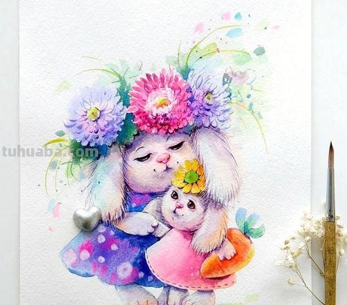 萌萌的动物水彩插画~