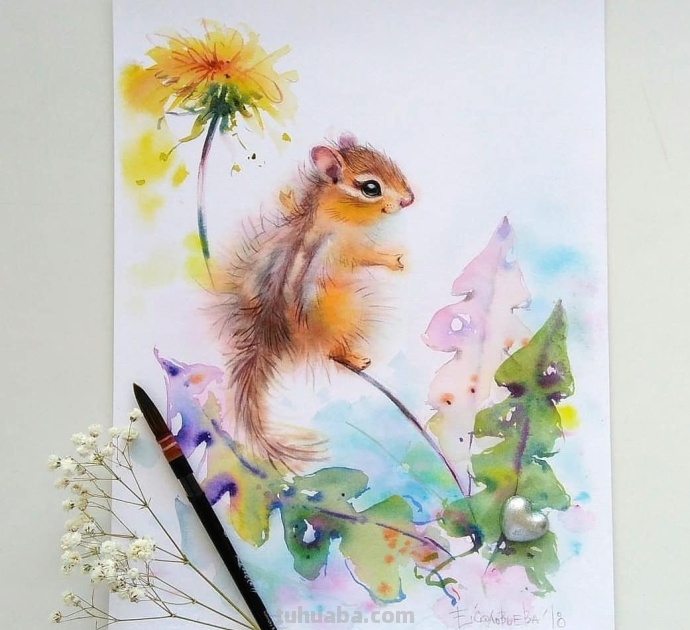 萌萌的动物水彩插画~
