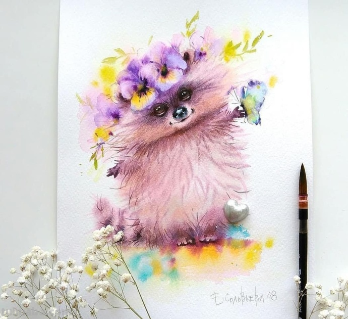 萌萌的动物水彩插画~