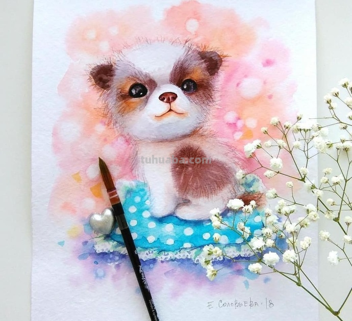萌萌的动物水彩插画~