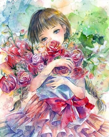 唯美水彩插画作品