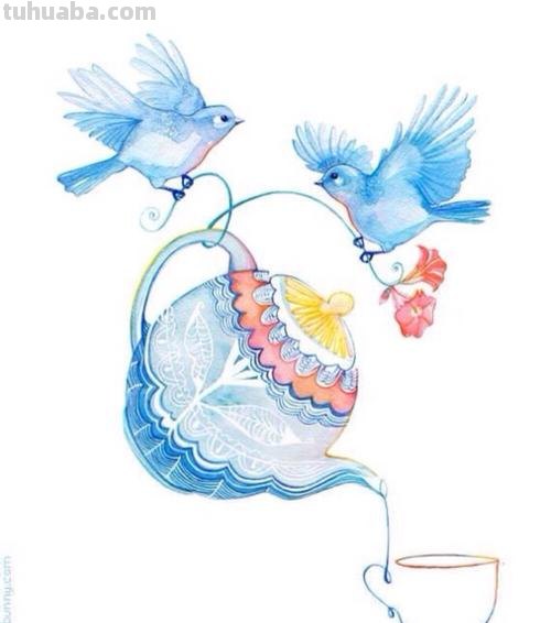 唯美水彩插画作品