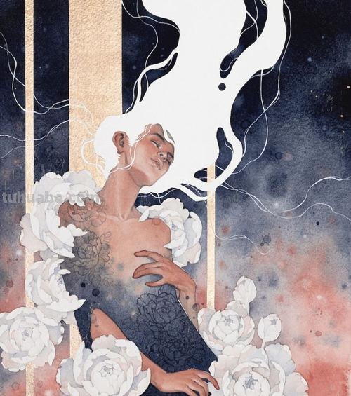 唯美水彩插画作品