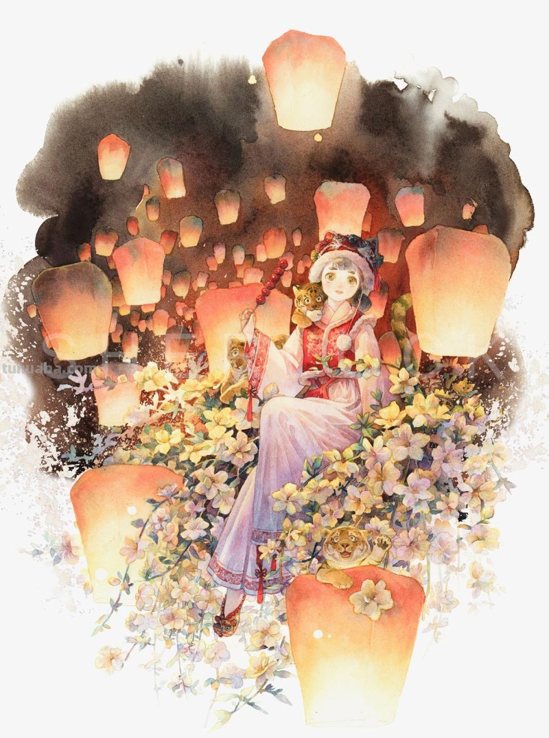 唯美水彩插画作品