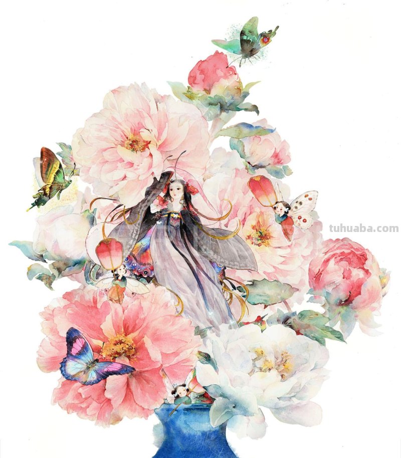 唯美水彩插画作品