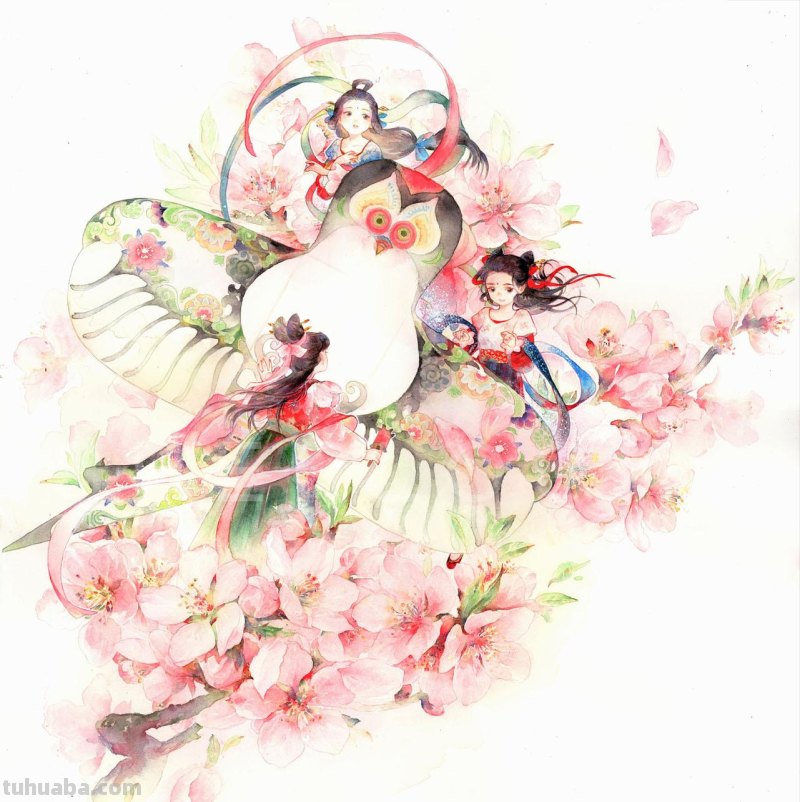 唯美水彩插画作品