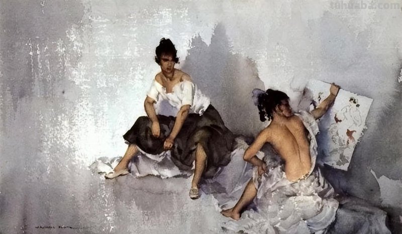 让人一见倾心的女人体水彩画︱世界顶尖大师威廉·拉塞尔的作品