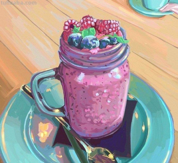 漂亮柔和色彩的水彩插画