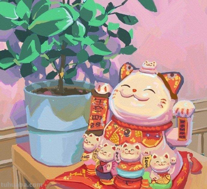 漂亮柔和色彩的水彩插画