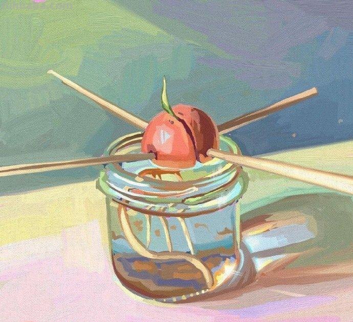 漂亮柔和色彩的水彩插画
