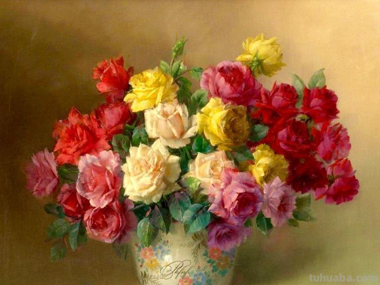 比利时画家Julien Stappers（1875-1960）花卉静物画