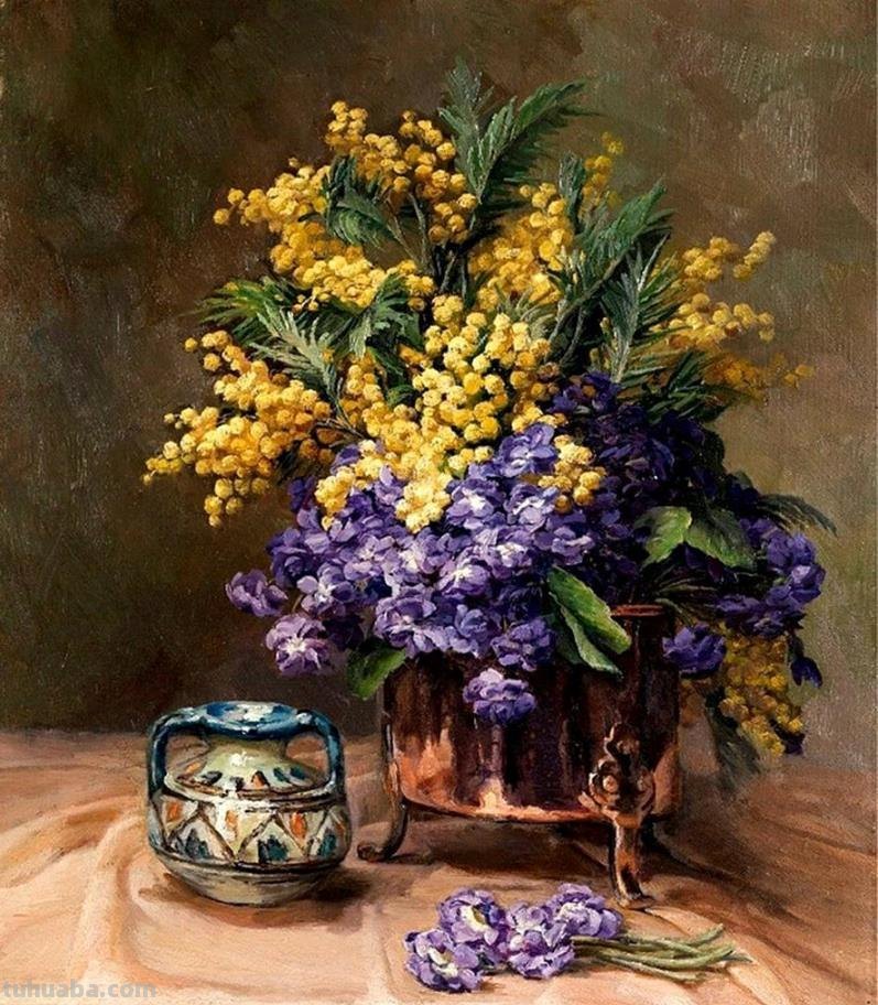 比利时画家Julien Stappers（1875-1960）花卉静物画