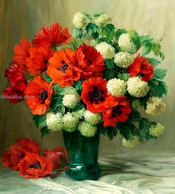 比利时画家Julien Stappers（1875-1960）花卉静物画