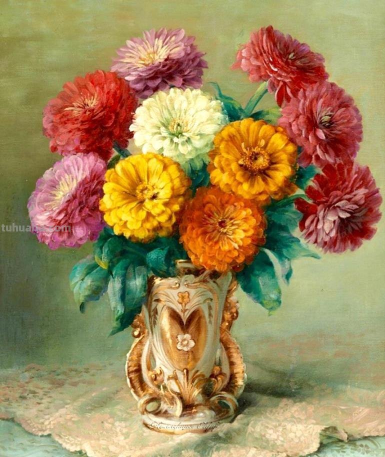 比利时画家Julien Stappers（1875-1960）花卉静物画