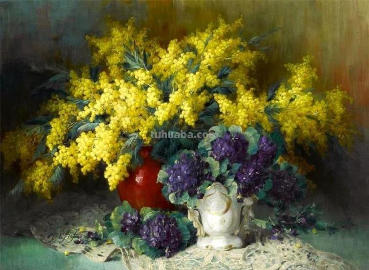比利时画家Julien Stappers（1875-1960）花卉静物画