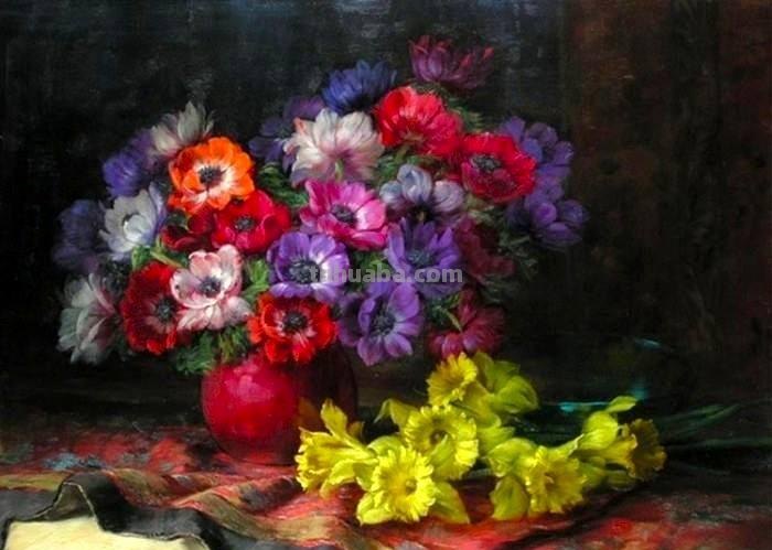 比利时画家Julien Stappers（1875-1960）花卉静物画
