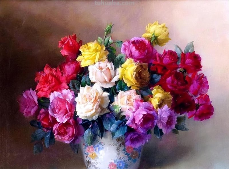 比利时画家Julien Stappers（1875-1960）花卉静物画