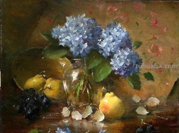 一组很不错的静物花卉油画